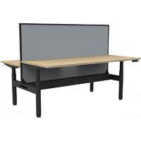 rapidline halo plus double sided workstation with screen and cable tray 1800mm natural oak top / black frame / grey screen