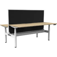 rapidline halo plus double sided workstation with screen and cable tray 1800mm natural oak top / white frame / black screen