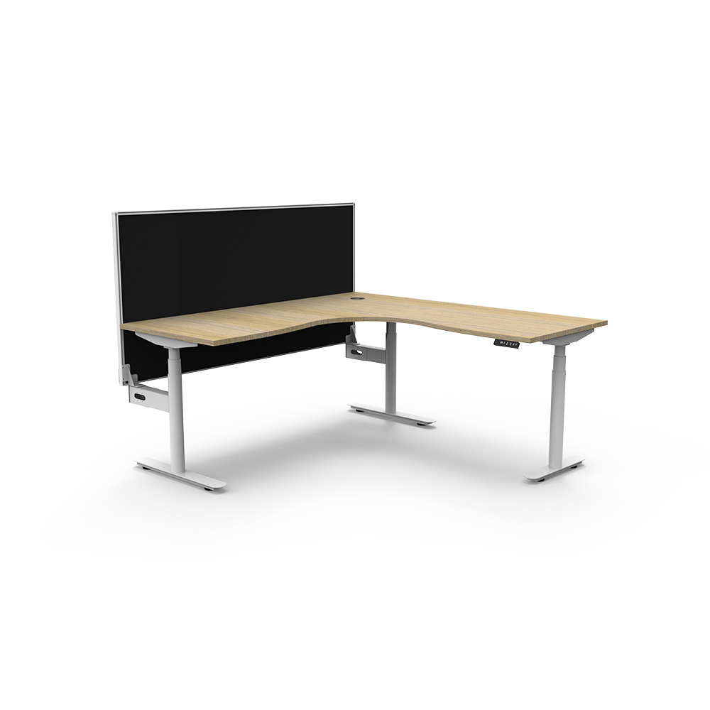 Image for RAPIDLINE HALO PLUS CORNER WORKSTATION WITH SCREEN 1800 X 1800MM NATURAL OAK TOP / WHITE FRAME / BLACK SCREEN from OFFICE NATIONAL CANNING VALE