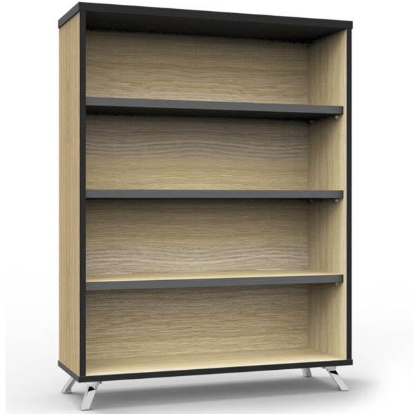 Image for RAPID INFINITY DELUXE BOOKCASE 1200 X 900 X 315MM NATURAL OAK LAMINATE BLACK EDGING from Officebarn Office National