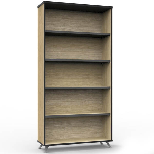 Image for RAPID INFINITY DELUXE BOOKCASE 1800 X 900 X 315MM NATURAL OAK LAMINATE BLACK EDGING from Office National Barossa