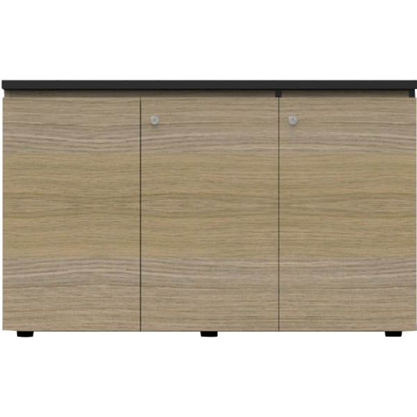 Image for RAPID INFINITY DELUXE 3 SWING DOOR CUPBOARD 1200 X 450 X 730MM NATURAL OAK LAMINATE BLACK RIGID EDGING from PaperChase Office National