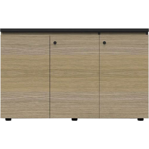 Image for RAPID INFINITY DELUXE 3 SWING DOOR CUPBOARD 1500 X 450 X 730MM NATURAL OAK LAMINATE BLACK RIGID EDGING from Stationery Store Online - Office National