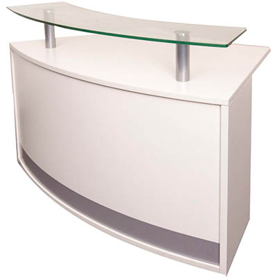 Image for RAPIDLINE MODULAR RECEPTION COUNTER WITH GLASS SHELF 1339 X 872 X 935MM WHITE from Angletons Office National