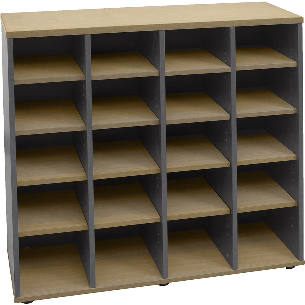 Image for RAPID WORKER PIGEON HOLE UNIT 1040 X 1040 X 380MM OAK/IRONSTONE from PaperChase Office National