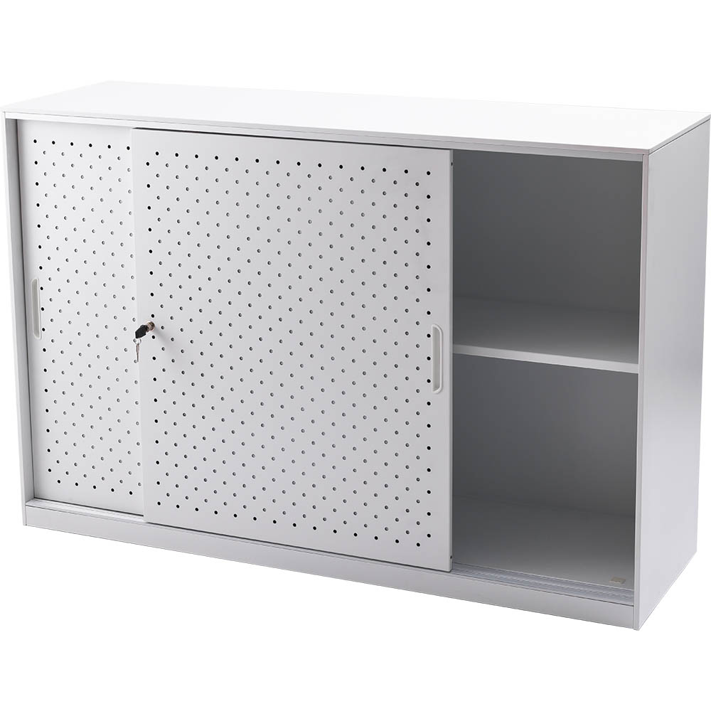 Image for RAPIDLINE GO PERFORATED SLIDING DOOR CUPBOARD WHITE CHINA from BACK 2 BASICS & HOWARD WILLIAM OFFICE NATIONAL