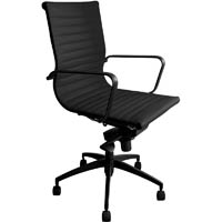 rapidline pu605m executive chair medium back arms black pu