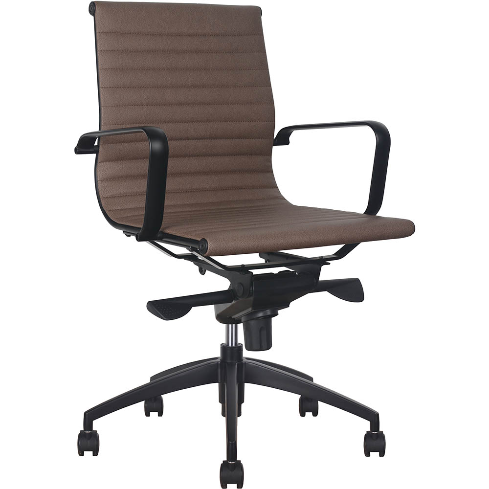Image for RAPIDLINE PU605M EXECUTIVE CHAIR MEDIUM BACK ARMS TAN/BLACK from Emerald Office Supplies Office National