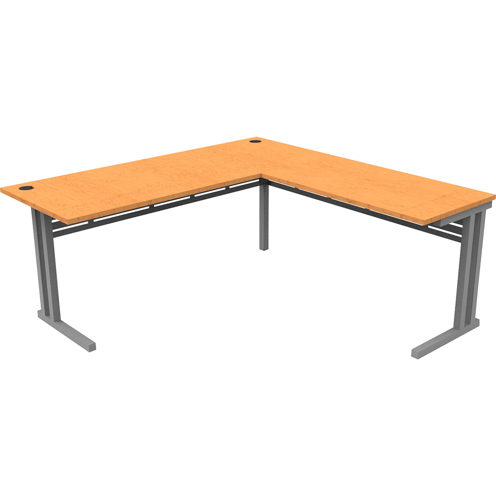 Image for RAPID SPAN C LEG DESK AND RETURN WITH METAL MODESTY PANEL 1800 X 1800 X 730MM BEECH/SILVER from Angletons Office National