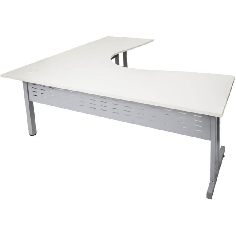 Image for RAPID SPAN C LEG CORNER WORKSTATION WITH METAL MODESTY PANEL 1500 X 1500 X 700MM NATURAL WHITE/SILVER from Office National Sydney Stationery