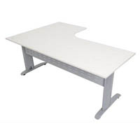 rapid span corner workstation with metal modesty panel 1800 x 1200 x 700mm natural white/silver