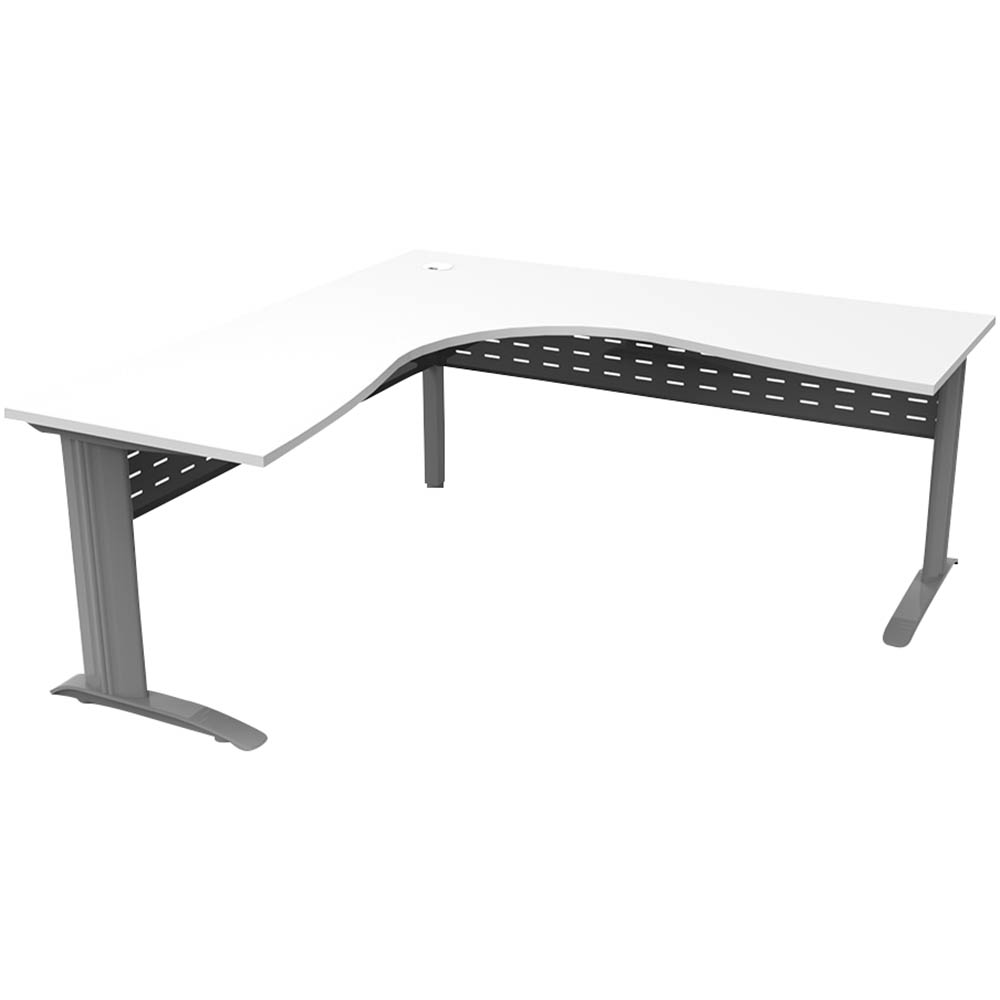 Image for RAPID SPAN DELUXE CORNER WORKSTATION WITH METAL MODESTY PANEL 1500 X 1500 X 750MM WHITE/SILVER from Office National Barossa