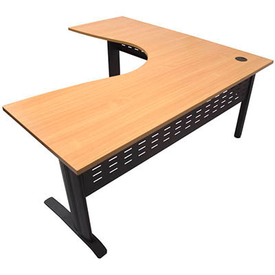 Image for RAPID SPAN CORNER WORKSTATION WITH METAL MODESTY PANEL 1500 X 1500 X 700MM BEECH/BLACK from OFFICE NATIONAL CANNING VALE
