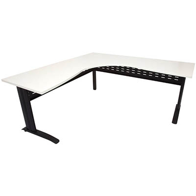 Image for RAPID SPAN CORNER WORKSTATION WITH METAL MODESTY PANEL 1500 X 1500 X 700MM NATURAL WHITE/BLACK from Office National