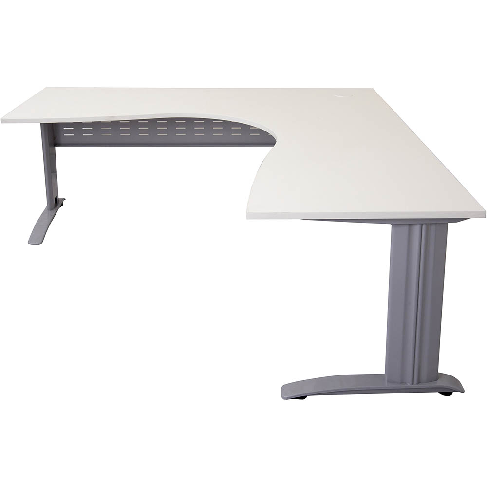 RAPID SPAN CORNER WORKSTATION WITH METAL MODESTY PANEL 1500 X 1500 X 700MM NATURAL WHITE/SILVER |  | 7058010i