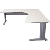 rapid span corner workstation with metal modesty panel 1500 x 1500 x 700mm natural white/silver