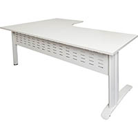 rapid span corner workstation with metal modesty panel 1800 x 1200 x 700mm natural white/white