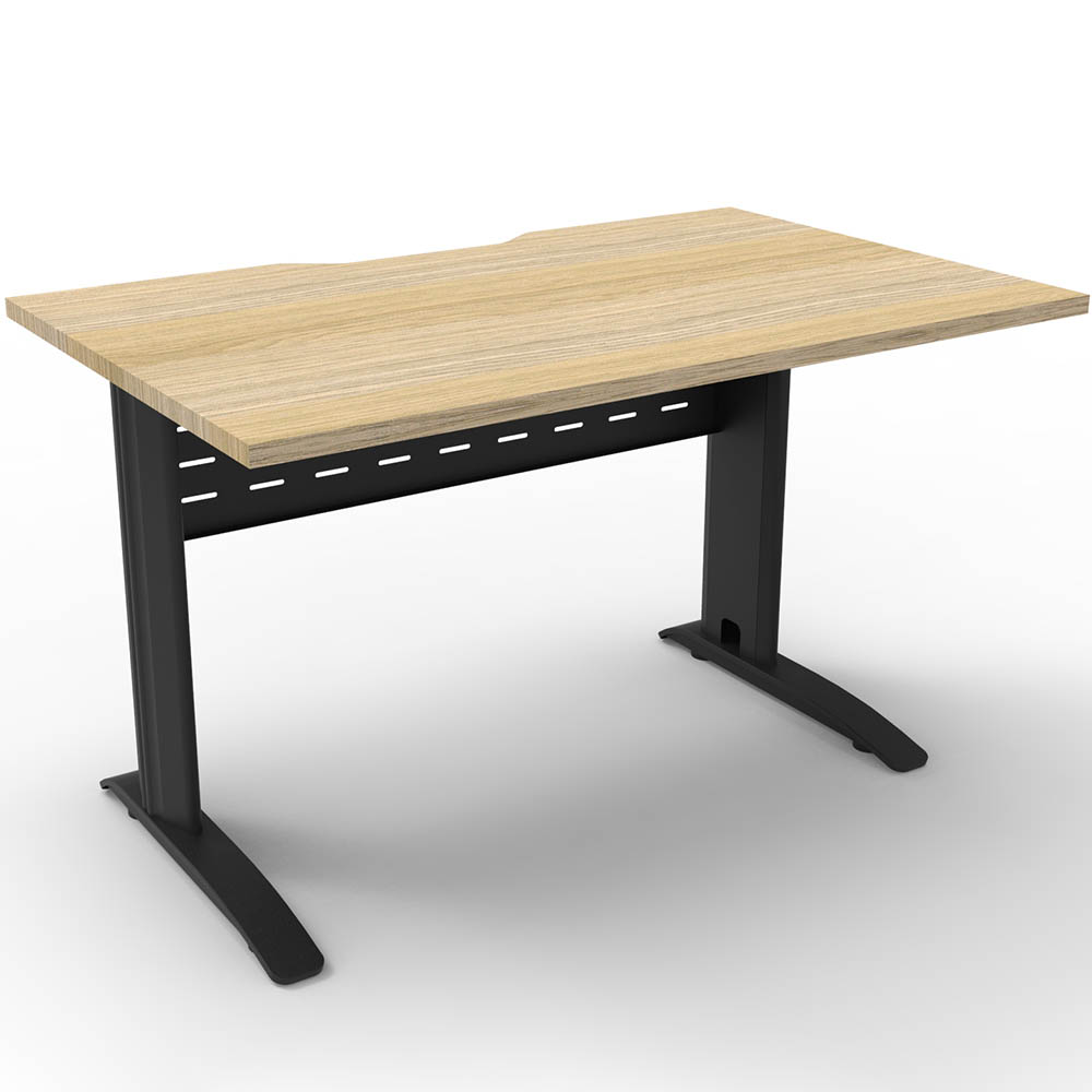 Image for DELUXE RAPID SPAN STRAIGHT DESK METAL MODESTY PANEL 1200 X 750 X 730MM BLACK/NATURAL OAK from Pirie Office National