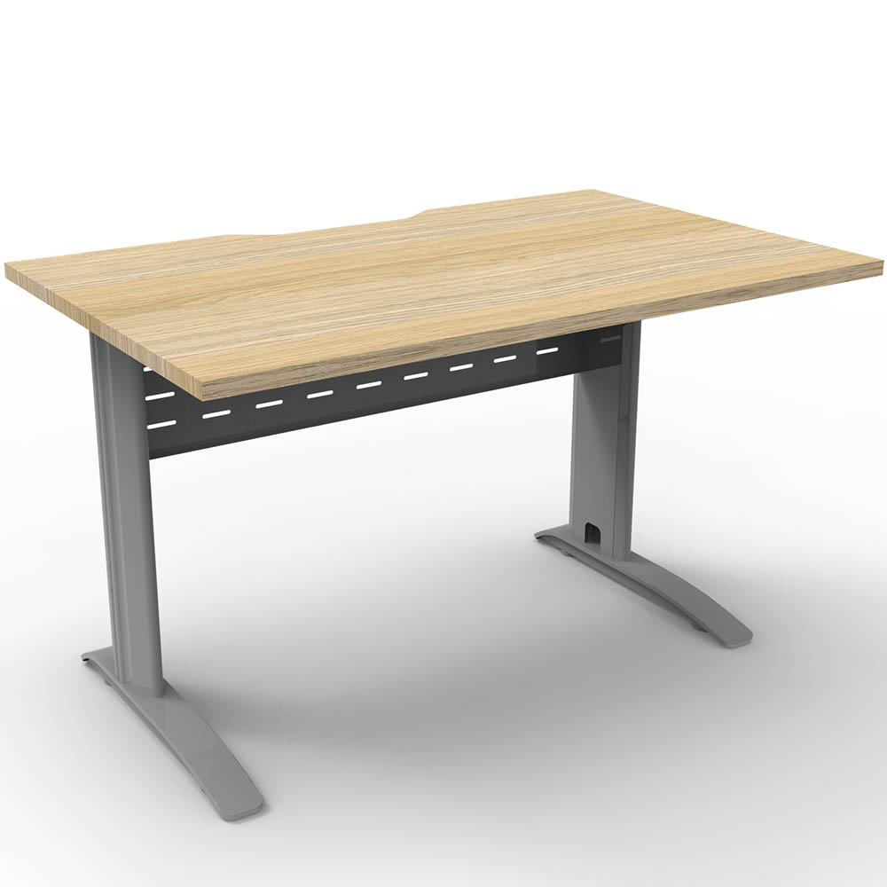 Image for DELUXE RAPID SPAN STRAIGHT DESK WITH METAL MODESTY PANEL 1200 X 750 X 730MM SILVER/NATURAL OAK from OFFICE NATIONAL CANNING VALE