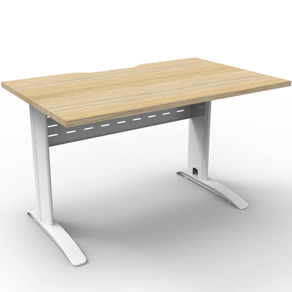 Image for DELUXE RAPID SPAN STRAIGHT DESK WITH METAL MODESTY PANEL 1200 X 750 X 730MM WHITE/NATURAL OAK from Angletons Office National