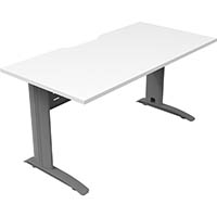 deluxe rapid span straight desk with metal modesty panel 1500 x 750 x 730mm silver/natural white