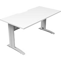 deluxe rapid span straight desk with metal modesty panel 1500 x 750 x 730mm white/natural white