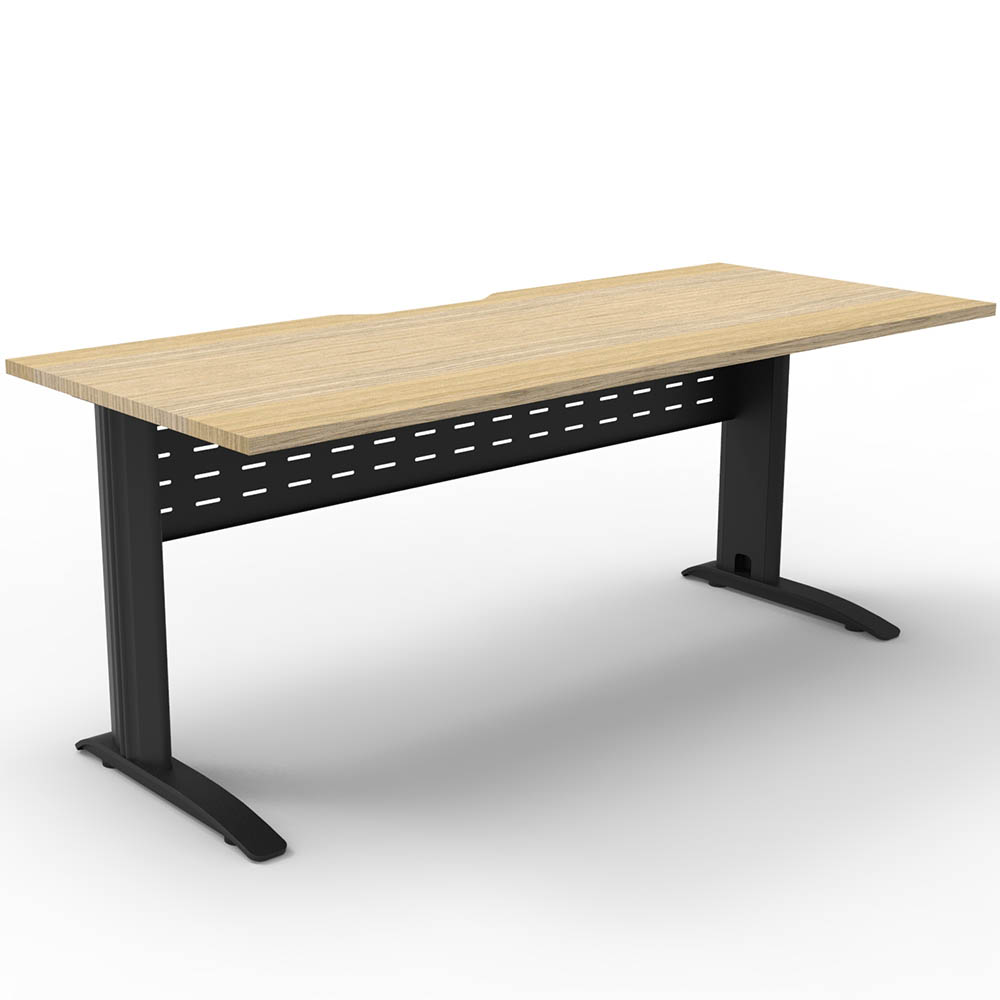 Image for DELUXE RAPID SPAN STRAIGHT DESK WITH METAL MODESTY PANEL 1800 X 750 X 730MM BLACK/NATURAL OAK from OFFICE NATIONAL CANNING VALE