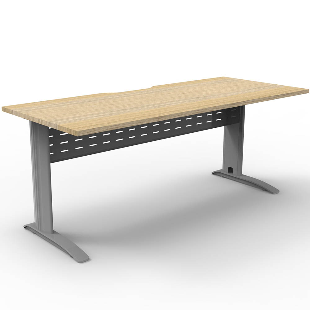 Image for DELUXE RAPID SPAN STRAIGHT DESK WITH METAL MODESTY PANEL 1800 X 750 X 730MM SILVER/NATURAL OAK from Pirie Office National