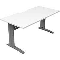 deluxe rapid span straight desk with metal modesty panel 1800 x 750 x 730mm silver/natural white