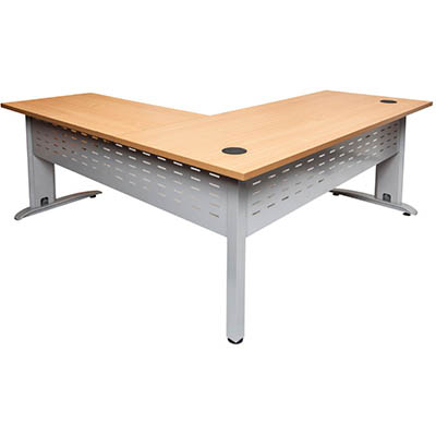 Image for RAPID SPAN DESK AND RETURN METAL MODESTY PANEL 1800 X 700MM / 1100 X 600MM BEECH/SILVER from Office National Sydney Stationery