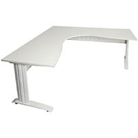 rapid span corner workstation with metal modesty panel 1500 x 1500 x 700mm natural white/white