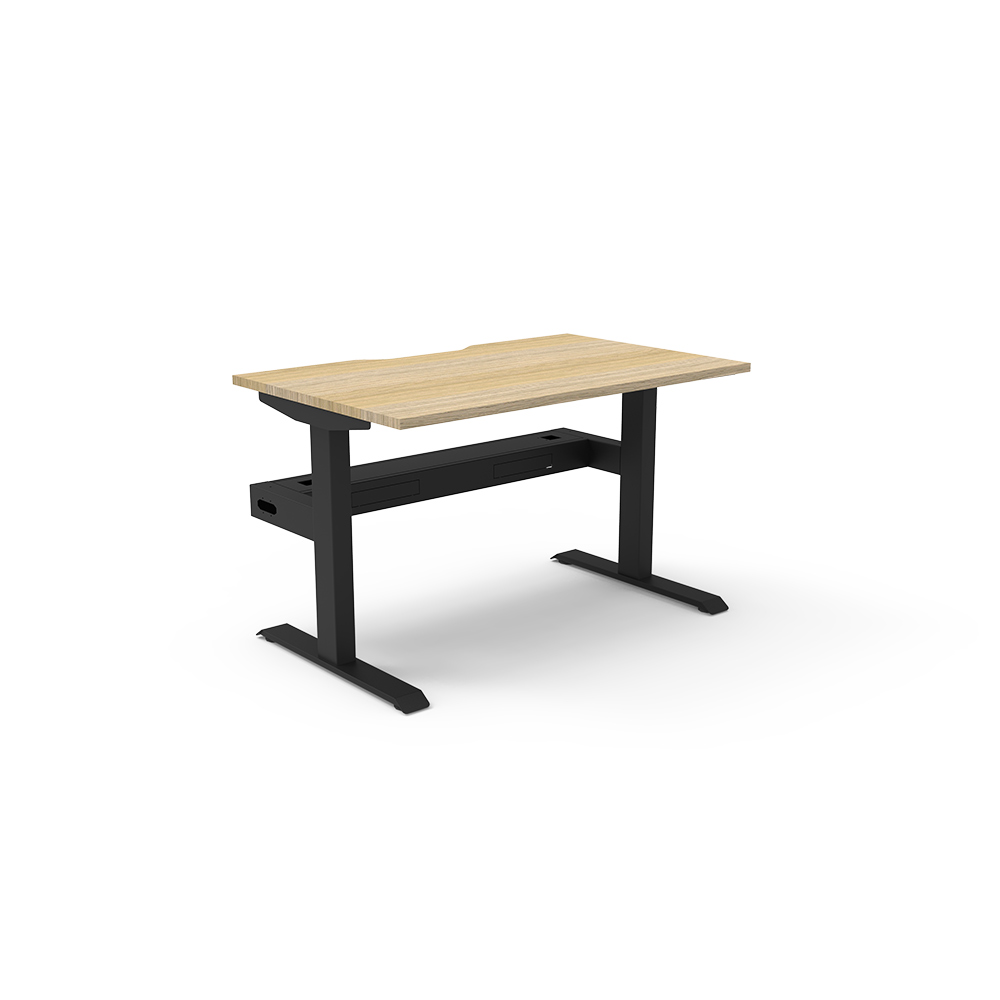Image for RAPIDLINE BOOST STATIC SINGLE SIDED WORKSTATION WITH CABLE TRAY 1200MM NATURAL OAK TOP / BLACK FRAME from Office National