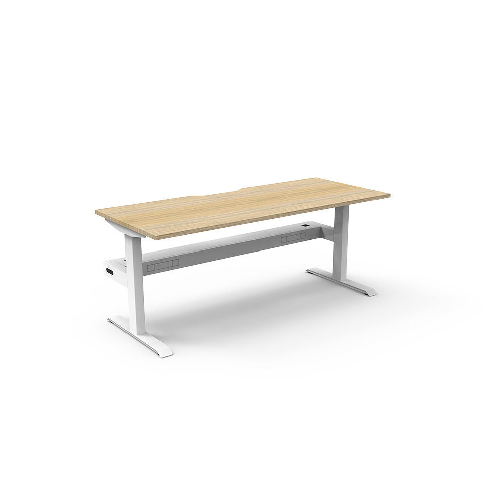 Image for RAPIDLINE BOOST STATIC SINGLE SIDED WORKSTATION WITH CABLE TRAY 1800MM NATURAL OAK TOP / WHITE FRAME from Office National