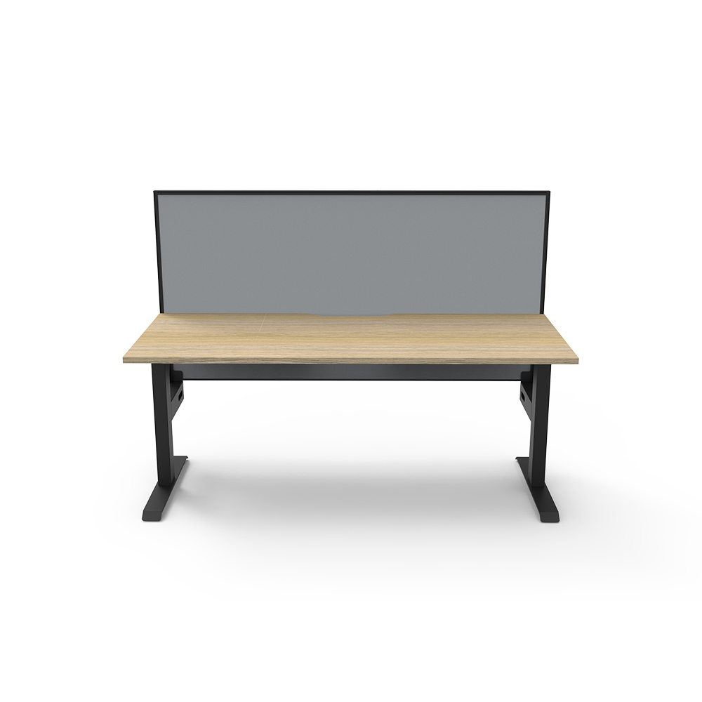 Image for RAPIDLINE BOOST STATIC SINGLE SIDED WORKSTATION WITH SCREEN 1200MM NATURAL OAK TOP / BLACK FRAME / GREY SCREEN from Surry Office National