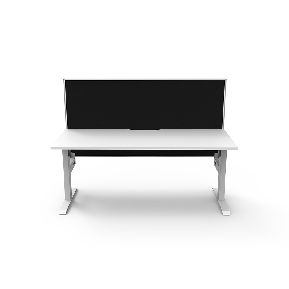 Image for RAPIDLINE BOOST STATIC SINGLE SIDED WORKSTATION WITH SCREEN 1200MM NATURAL WHITE TOP / WHITE FRAME / BLACK SCREEN from Office National