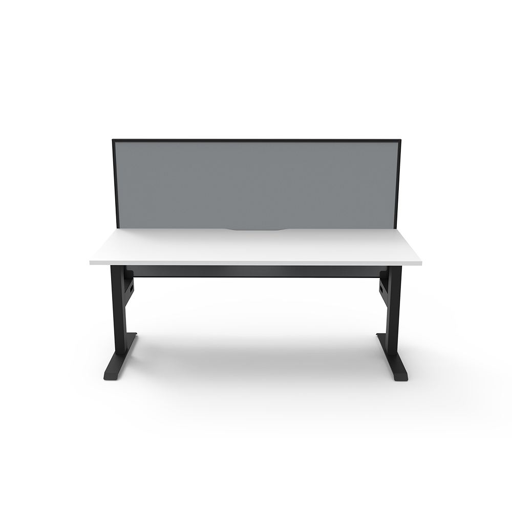Image for RAPIDLINE BOOST STATIC SINGLE SIDED WORKSTATION WITH SCREEN 1500MM NATURAL WHITE TOP / BLACK FRAME / GREY SCREEN from Aztec Office National Melbourne