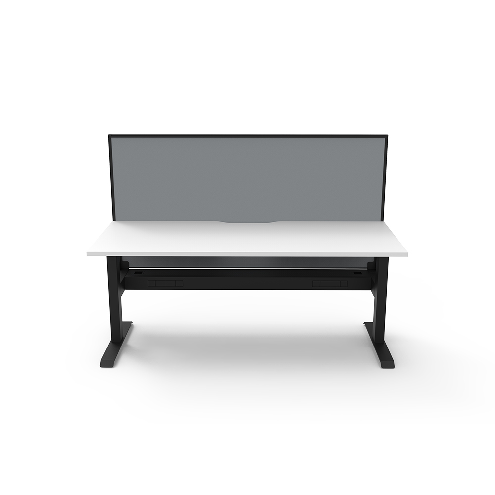 Image for RAPIDLINE BOOST STATIC SINGLE SIDED WORKSTATION WITH SCREEN AND CABLE TRAY 1200MM NATURAL WHITE TOP / BLACK FRAME / GREY SCREEN from Surry Office National
