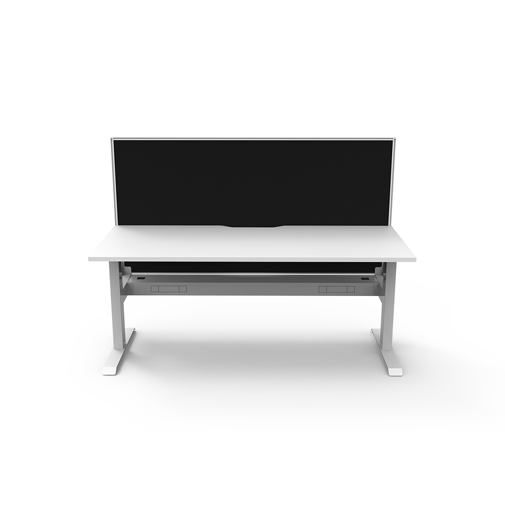 Image for RAPIDLINE BOOST STATIC SINGLE SIDED WORKSTATION WITH SCREEN AND CABLE TRAY 1200MM NATURAL WHITE TOP / WHITE FRAME / BLACK SCREE from Office National Barossa