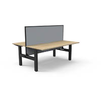 rapidline boost static double sided workstation with screen 1200mm natural oak top / black frame / grey screen