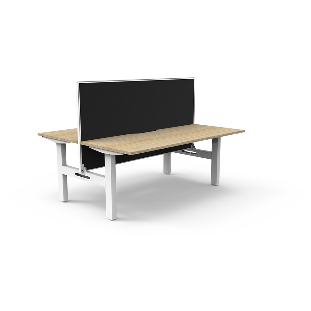 Image for RAPIDLINE BOOST STATIC DOUBLE SIDED WORKSTATION WITH SCREEN 1200MM NATURAL OAK TOP / WHITE FRAME / BLACK SCREEN from Emerald Office Supplies Office National