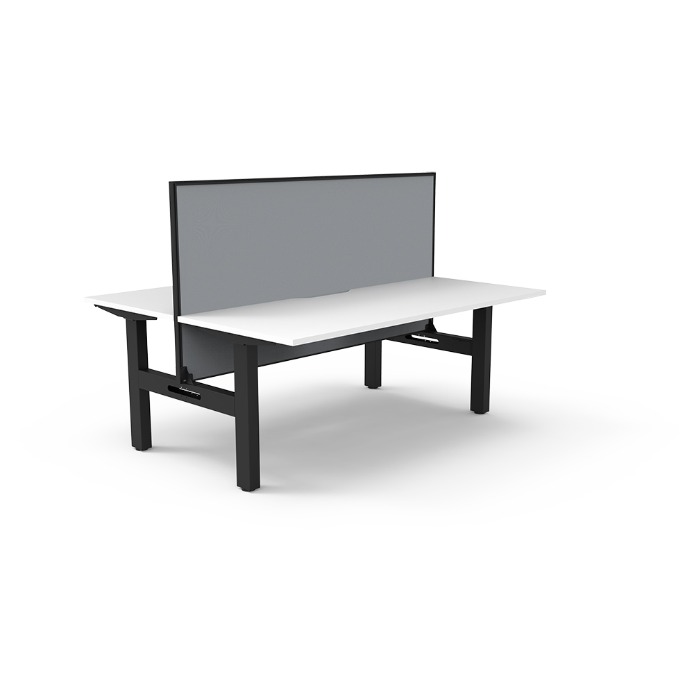 Image for RAPIDLINE BOOST STATIC DOUBLE SIDED WORKSTATION WITH SCREEN 1500MM NATURAL WHITE TOP / BLACK FRAME / GREY SCREEN from Aztec Office National Melbourne