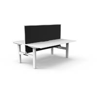 rapidline boost static double sided workstation with screen 1500mm natural white top / white frame / black screen
