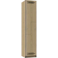 rapidline melamine locker 2 step door 1850 x 305 x 455mm natural oak/black edging