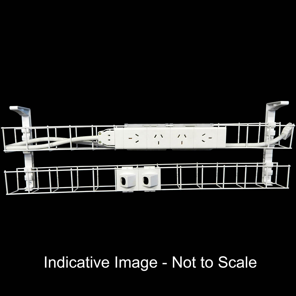 Image for RAPIDLINE DUAL TIER CABLE BASKET 1250MM / GPO X 4 / DATA TILES X 2 / LEAD LENGTH 2M from Office National Hobart
