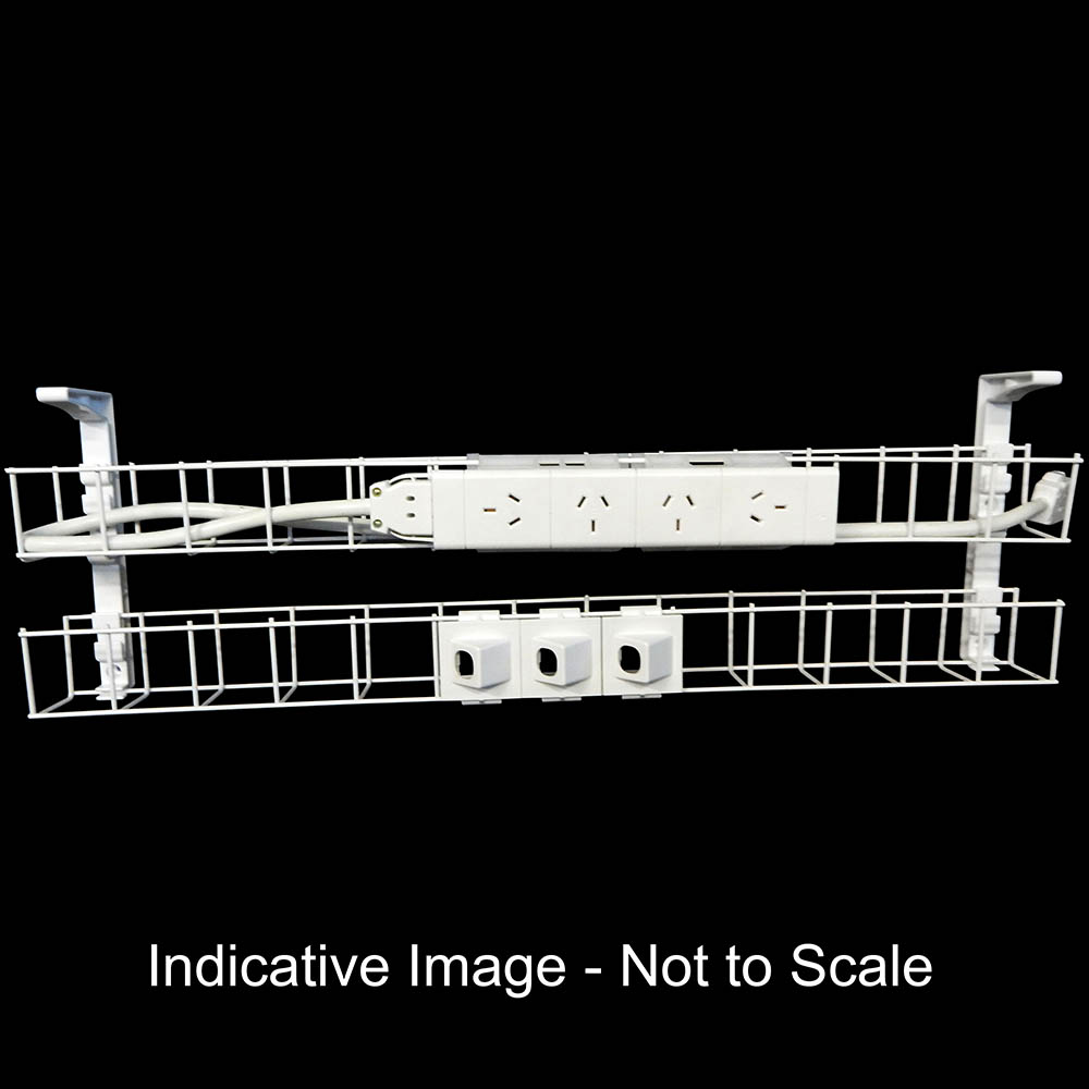 Image for RAPIDLINE DUAL TIER CABLE BASKET 1550MM / GPO X 4 / DATA TILES X 3 / LEAD LENGTH 2.5M from Office National