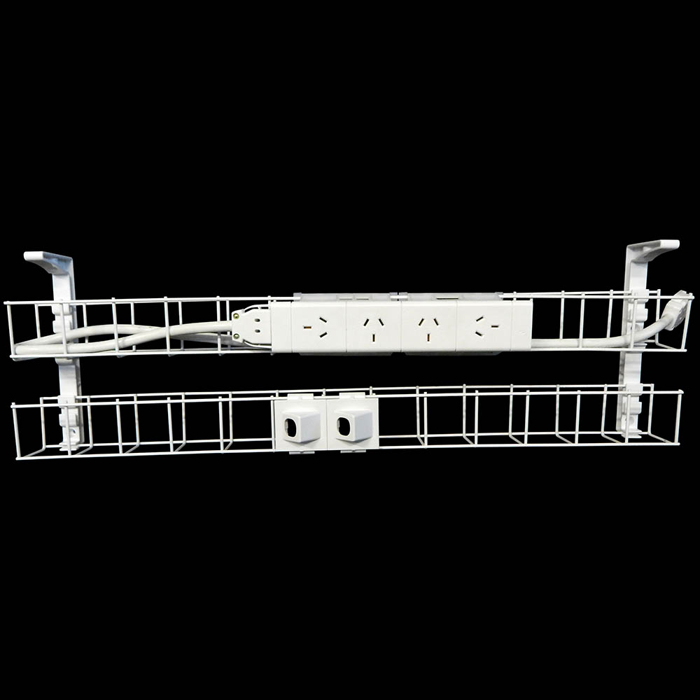 Image for RAPIDLINE DUAL TIER CABLE BASKET 650MM / GPO X 4 / DATA TILES X 2 / LEAD LENGTH 1.5M from Office National