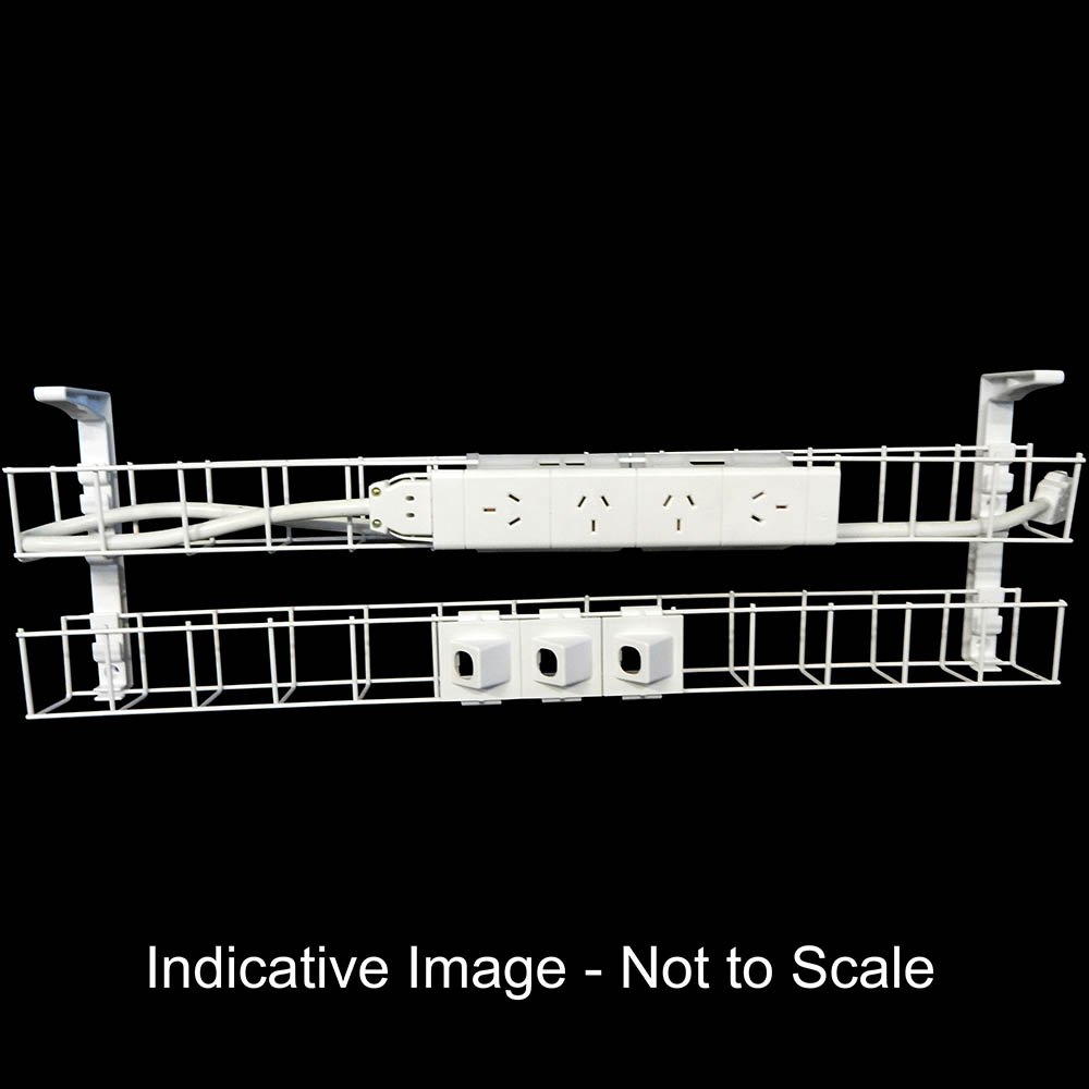 Image for RAPIDLINE DUAL TIER CABLE BASKET 950MM / GPO X 4 / DATA TILES X 3 / LEAD LENGTH 1.5M from Discount Office National