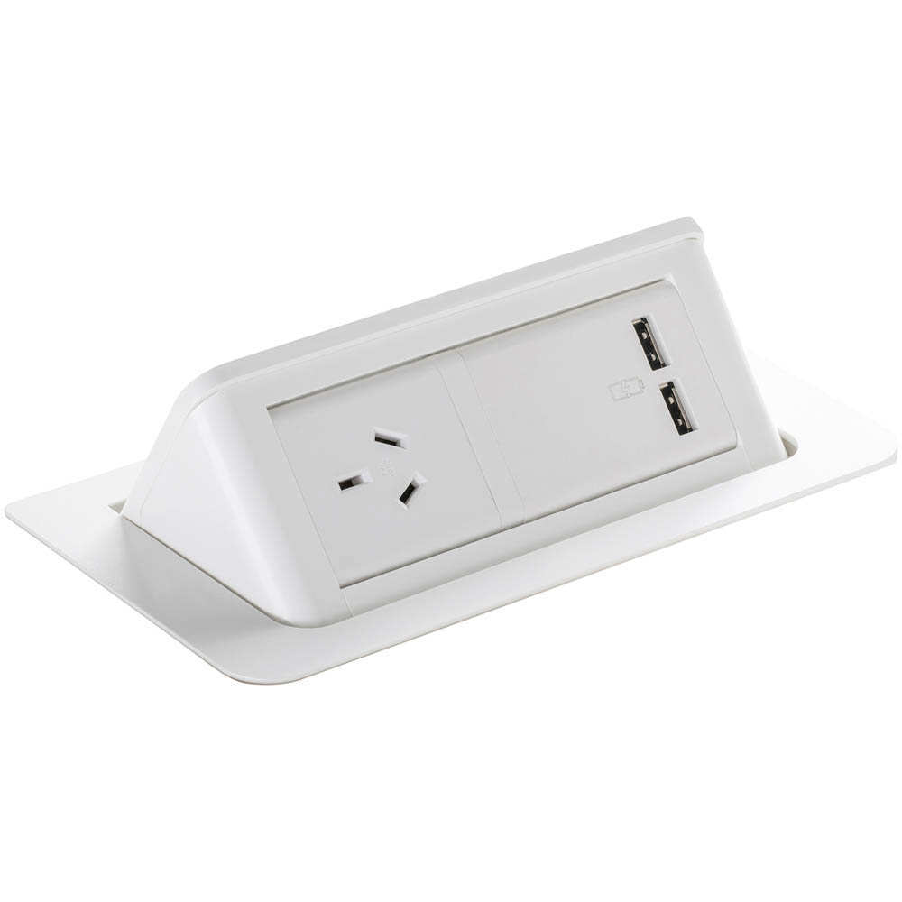 Image for RAPIDLINE POP-UP INDESK MODULE 1-GPO 2-USB WHITE from Surry Office National