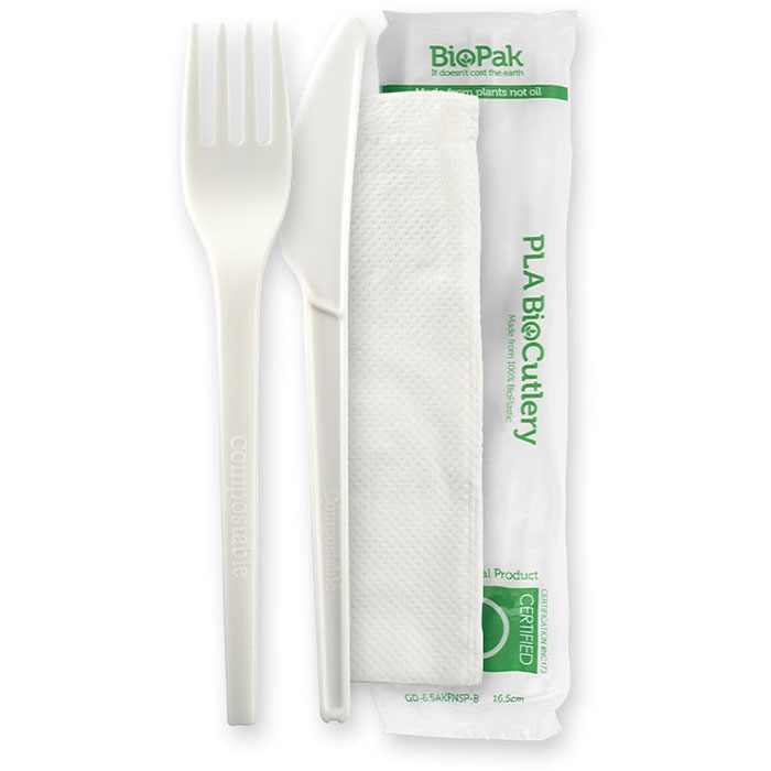 Image for BIOPAK PLA CUTLERY SET WHITE from Aztec Office National