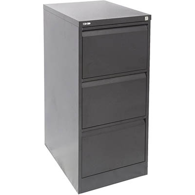 Image for GO STEEL FILING CABINET 3 DRAWERS 460 X 620 X 1016MM BLACK RIPPLE from Surry Office National